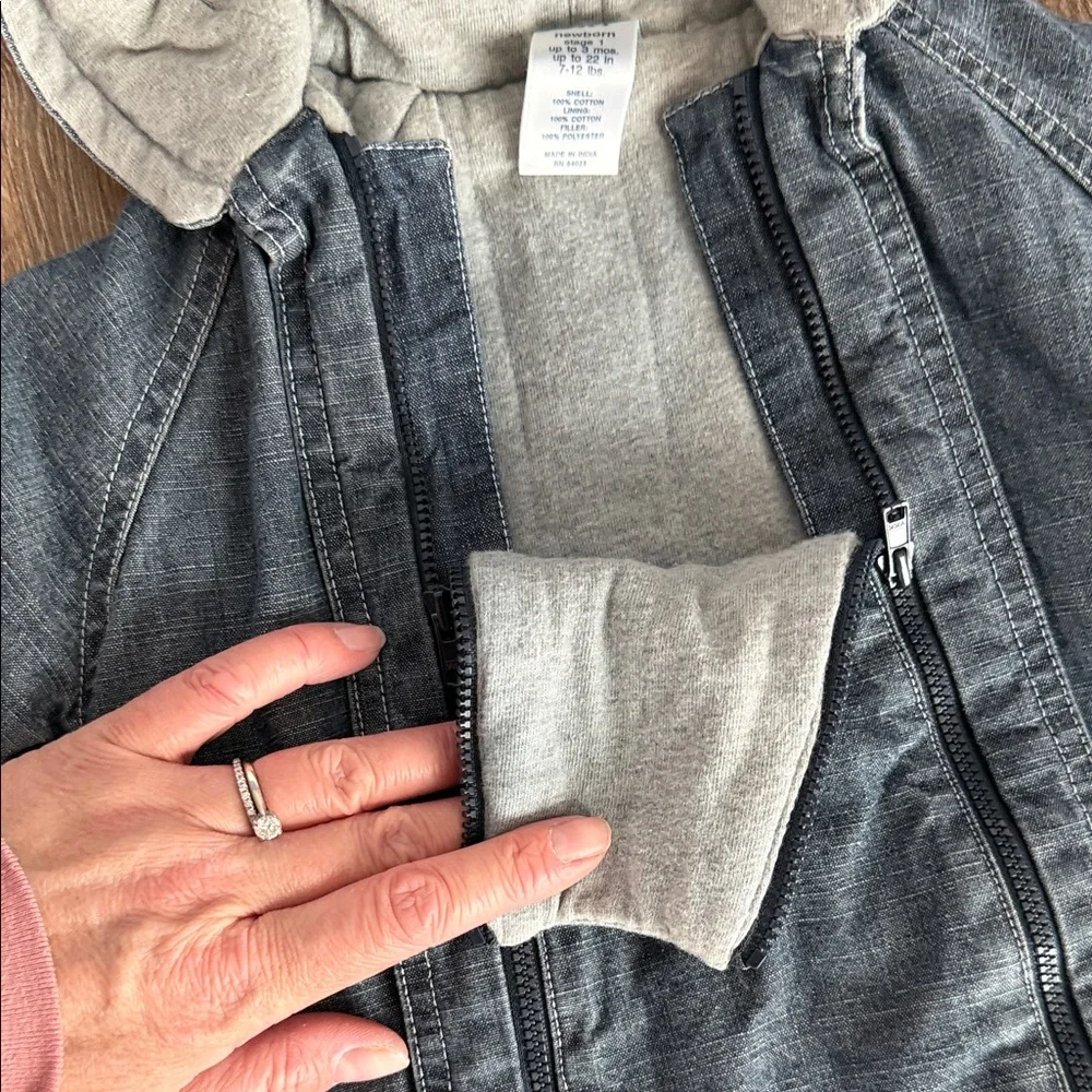 Baby Gap Denim Bunting Jersey Lined 0-3 Months